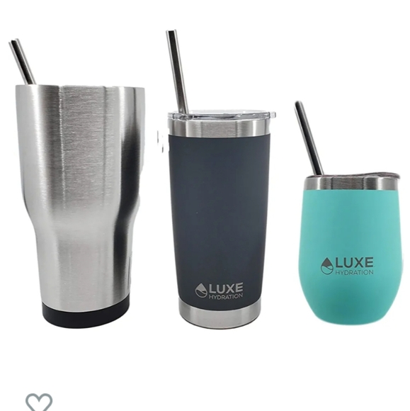 LUXE HYDRATION Telescopic Metal Straw Silver Blue Key Chain Case Reusable NWT - Picture 3 of 5